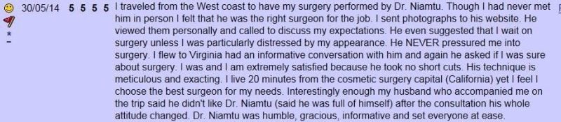 Patient Review for Dr Niamtu