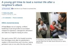 news article: A young girl ties to lead a normal life a neighbor's attack