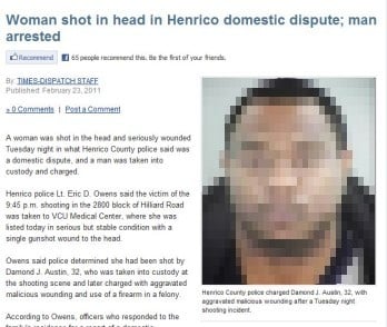 headline news: Woman shot in head in Henrico domestic displute and seriously wounded