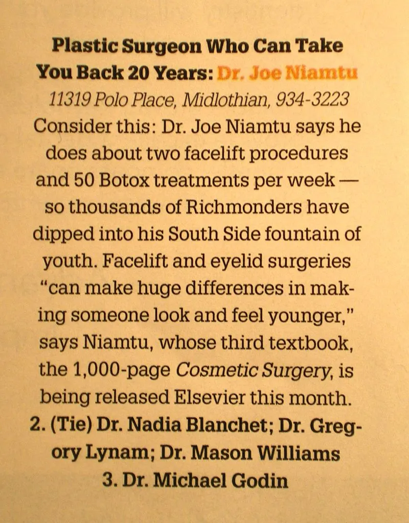 Plastic surgeon article