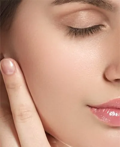 closeup of womans check
